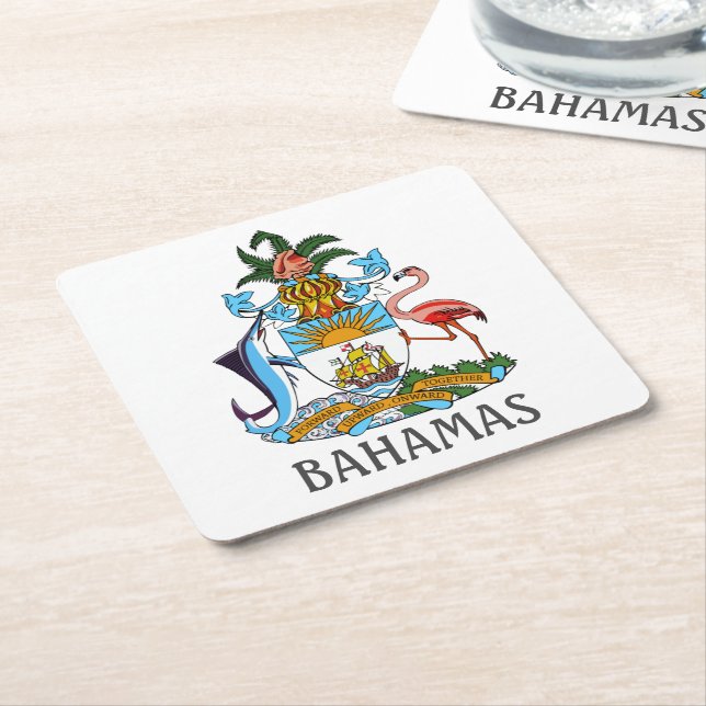 Dessous-de-verre Carré En Papier Armoiries - Bahamas (Incliné)