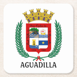 Dessous-de-verre Carré En Papier Armoiries d'Aguadilla, Porto Rico
