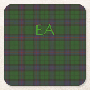 Dessous-de-verre Carré En Papier Armstrong Official Clan Tartan avec vos initiales