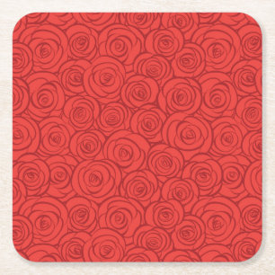 Dessous-de-verre Carré En Papier Arrière - plan abstrait de roses rouges