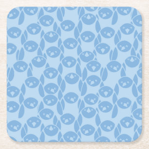 Dessous-de-verre Carré En Papier Arrière - plan bleu de motif de pingouins