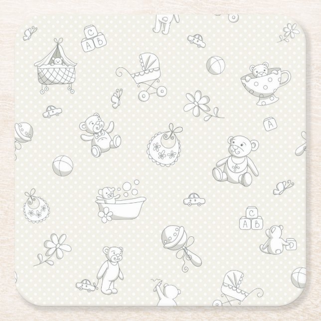 Dessous-de-verre Carré En Papier Arrière - plan de bébé (Devant)