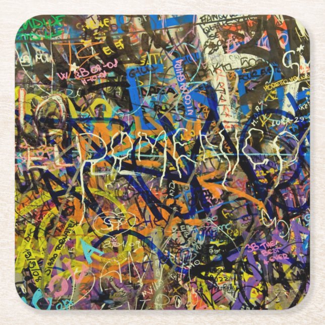 Dessous-de-verre Carré En Papier Arrière - plan de graffiti (Devant)