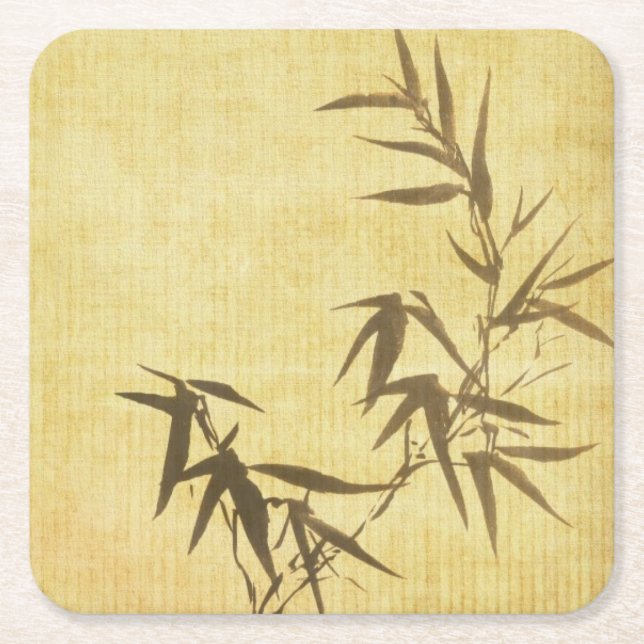 Dessous-de-verre Carré En Papier Arrière - plan de papier en bambou souillé par (Devant)