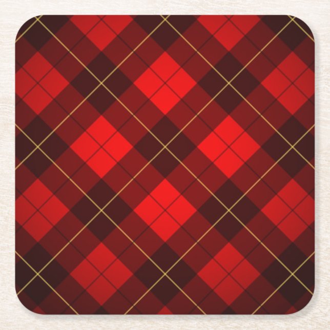 Dessous-de-verre Carré En Papier Arrière - plan de tartan de Wallace (Devant)