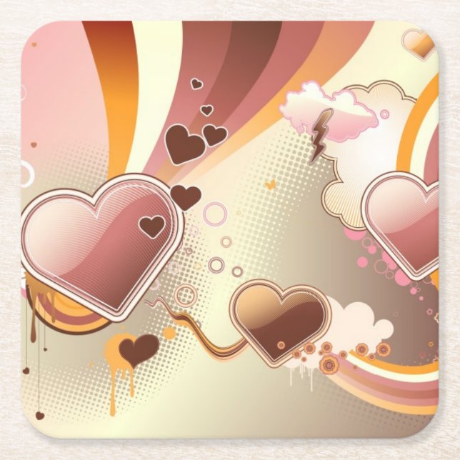 Dessous-de-verre Carré En Papier Arrière - plan dénommé de conception (Devant)