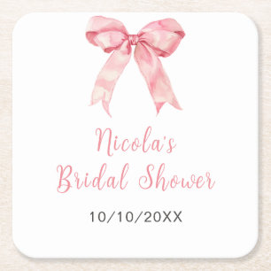 Dessous-de-verre Carré En Papier Arroseur de mariage ruban à nœud coquette rose