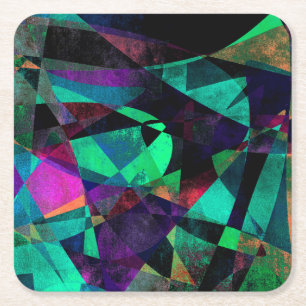 Dessous-de-verre Carré En Papier Art abstrait géométrique, coloré, sale