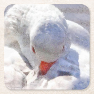 Dessous-de-verre Carré En Papier Art de prédiction du canard blanc