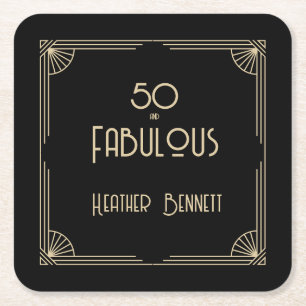 Dessous-de-verre Carré En Papier Art Déco élégant 50 ans et anniversaire fabuleux