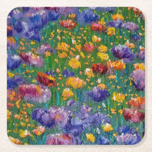 Dessous-de-verre Carré En Papier art impressionniste, champ de fleurs