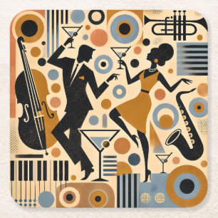 Dessous-de-verre Carré En Papier Art minimaliste de l'ère du jazz du milieu du sièc
