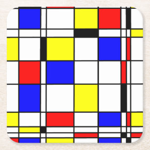 Dessous-de-verre Carré En Papier Art moderne minimaliste coloré de Mondrian de