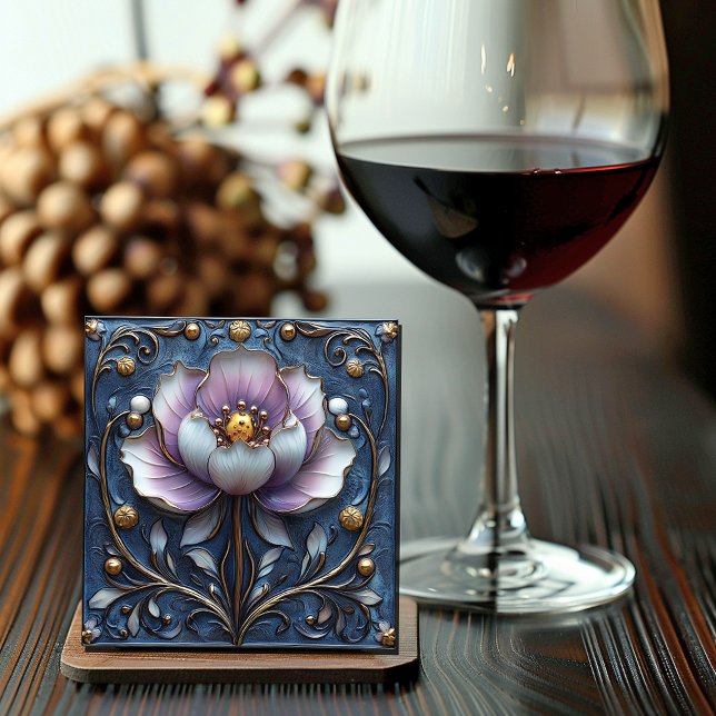 Dessous-de-verre Carré En Papier Art Nouveau Belle Lys D'Eau Rose (Créateur téléchargé)