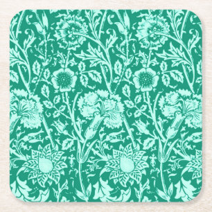 Dessous-de-verre Carré En Papier Art Nouveau Carnation Damask, Turquoise