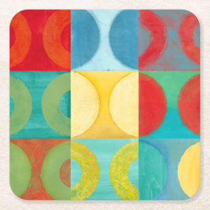 Dessous-de-verre Carré En Papier Art Pop brillant avec cercles et Carré