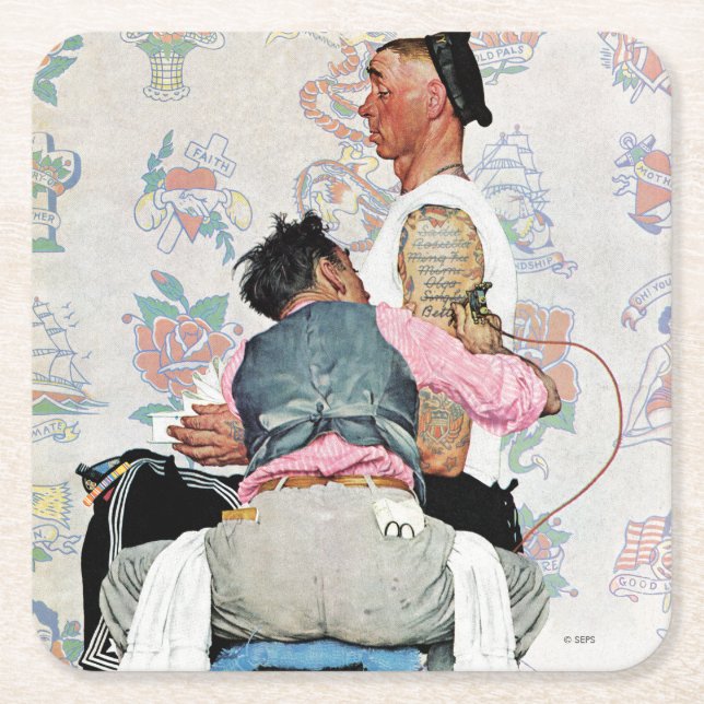 Dessous-de-verre Carré En Papier Artiste du tatouage (Devant)