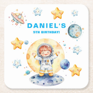 Dessous-de-verre Carré En Papier Astronaut Space Theme Custom Birthday Party
