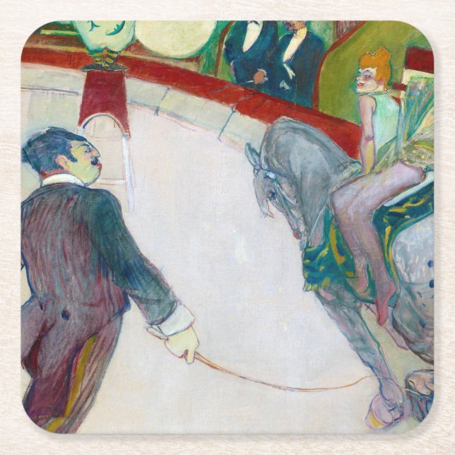 Dessous-de-verre Carré En Papier Au cirque, Lautrec (Devant)
