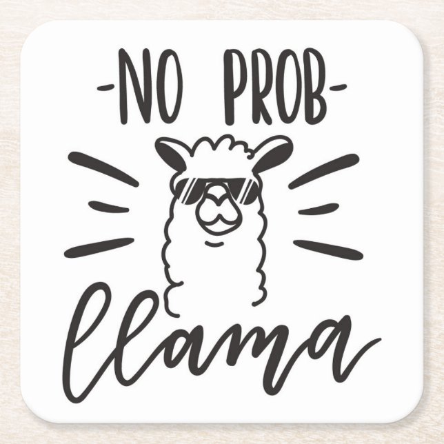 Dessous-de-verre Carré En Papier Aucune conception de lama de Prob (Devant)