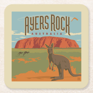 Dessous-de-verre Carré En Papier Australie Ayers Rock Kangaroos