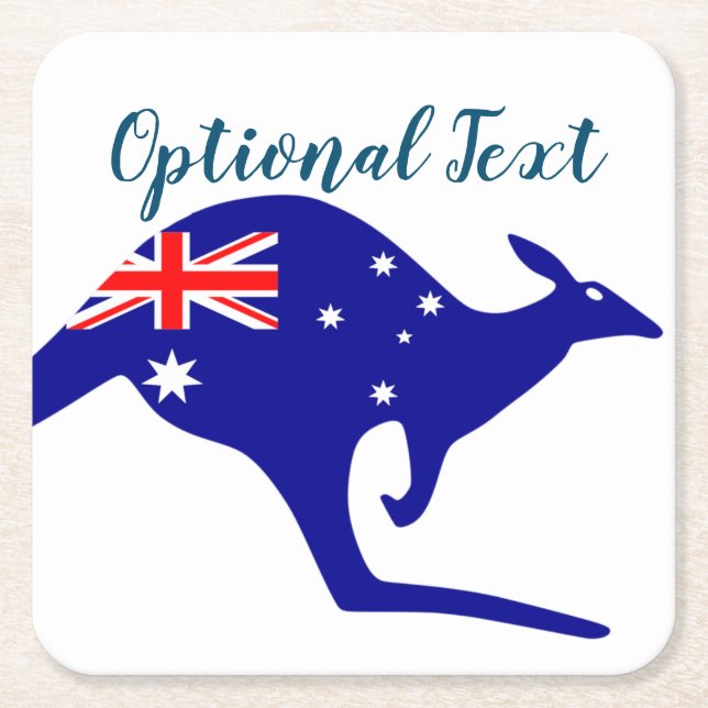 Dessous-de-verre Carré En Papier Australie Kangaroo & Drapeau (Devant)