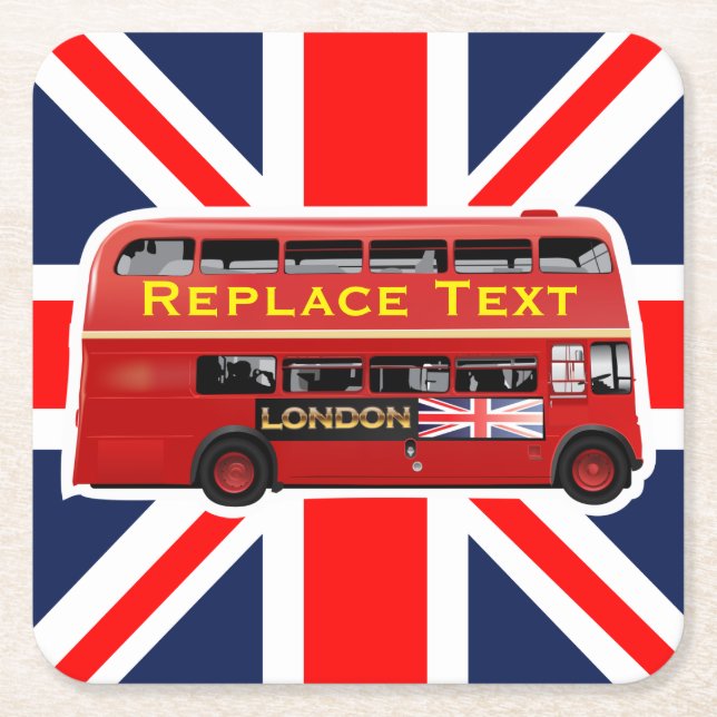 Dessous-de-verre Carré En Papier Autobus à  impériale rouge de Londres (Devant)