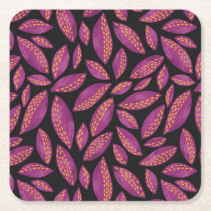 Dessous-de-verre Carré En Papier Automne Feuilles d'automne violet et noir Motif