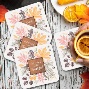 Dessous-de-verre Carré En Papier Automne Thanksgiving Botanical