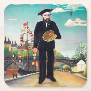 Dessous-de-verre Carré En Papier Autoportrait, Paysage, Rousseau