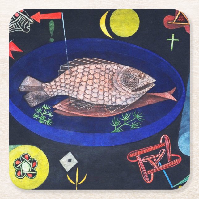 Dessous-de-verre Carré En Papier Autour du poisson, Paul Klee (Devant)