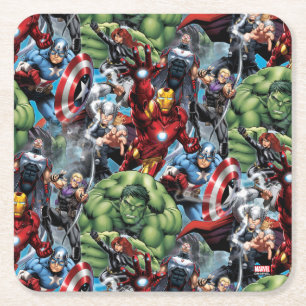 Dessous-de-verre Carré En Papier Avengers Classiques Hulk menant les Avengers