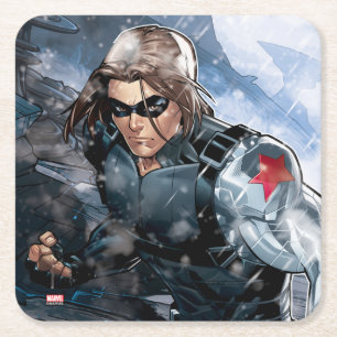 Dessous-de-verre Carré En Papier Avengers Classiques Winter Soldier dans la neige