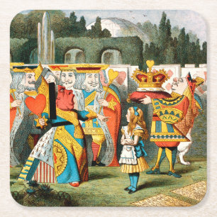 Dessous-de-verre Carré En Papier Aventures d'Alice au pays des merveilles Reine de 