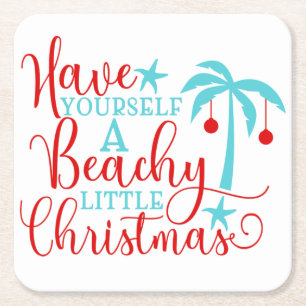 Dessous-de-verre Carré En Papier Ayez-vous un petit Noël de plage