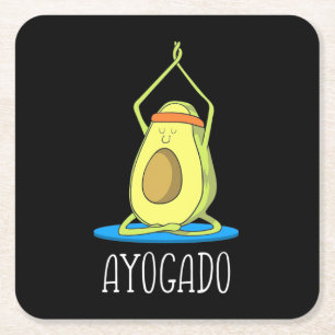 Dessous-de-verre Carré En Papier Ayogado Avocado Yoga Lover
