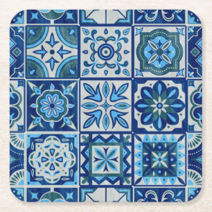 Dessous-de-verre Carré En Papier Azulejos Bleu Motif Portugal