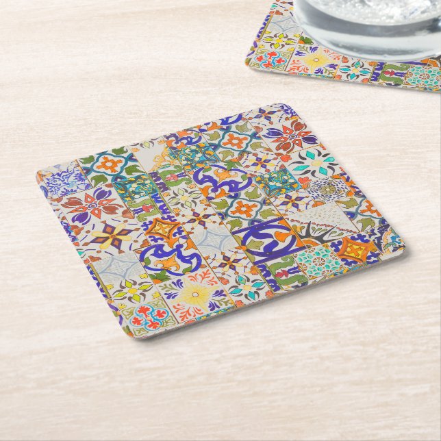 Dessous-de-verre Carré En Papier Azulejos Motif Vintage Portugal (Incliné)