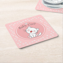 Baby Girl Kitten Pawprints Papier serviettes