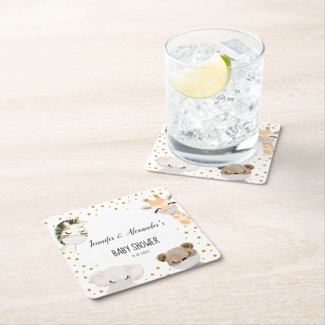 Dessous-de-verre Carré En Papier Baby shower (En situation)