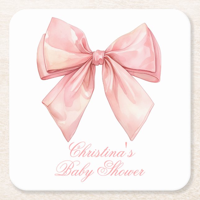 Dessous-de-verre Carré En Papier Baby shower à cou rose (Devant)