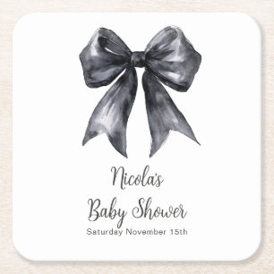 Dessous-de-verre Carré En Papier Baby-Shower Arc-en-Ciel Ruban à Nœud Papillon Noir