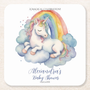 Dessous-de-verre Carré En Papier Baby shower bébé Unicorn garçon