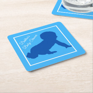 Dessous-de-verre Carré En Papier Baby shower Bleu pour bébé