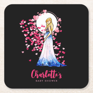 Dessous-de-verre Carré En Papier Baby shower Blonde Lady en Maternité Robe longue