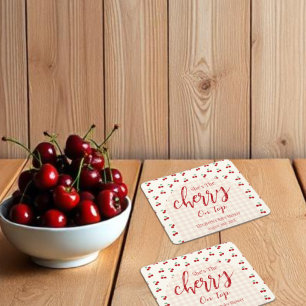Dessous-de-verre Carré En Papier Baby Shower Cerises