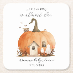 Dessous-de-verre Carré En Papier Baby shower Citrouille d'Halloween Aquarelle