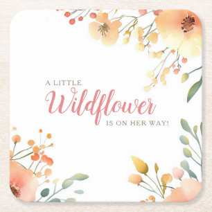 Dessous-de-verre Carré En Papier Baby shower d'aquarelle Little Fleur sauvage Boho