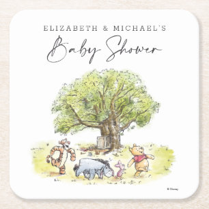 Dessous-de-verre Carré En Papier Baby shower d'aquarelle Pooh & Pals
