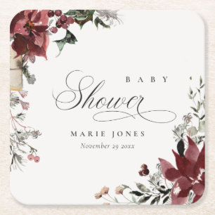 Dessous-de-verre Carré En Papier Baby shower de Festivage Dusky Chaud Winter Festia